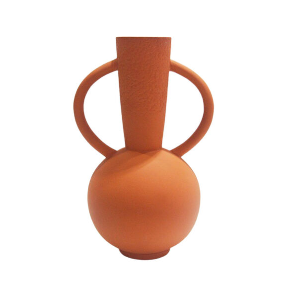 Vase rond céramique, double anses - hauteur 29,5 cm (orange)
