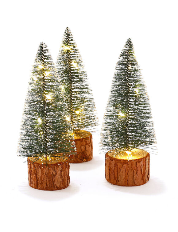 Lichtgevende kerstboom met leds - set van 3 (groen)
