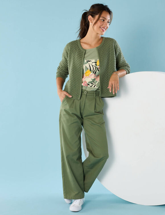 Gilet paletot maille fantaisie,  Spécial Petites (vert tilleul)