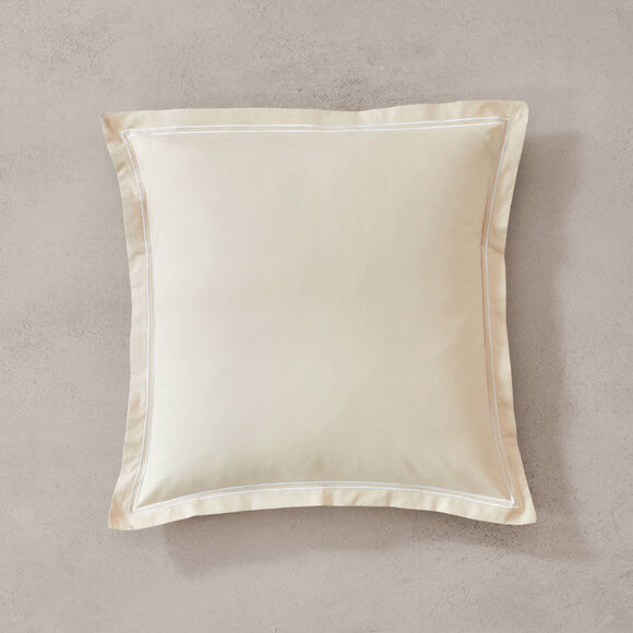 Linge de lit uni double bourdon - percale de coton 80 fils/cm&sup2; (sable / blanc)