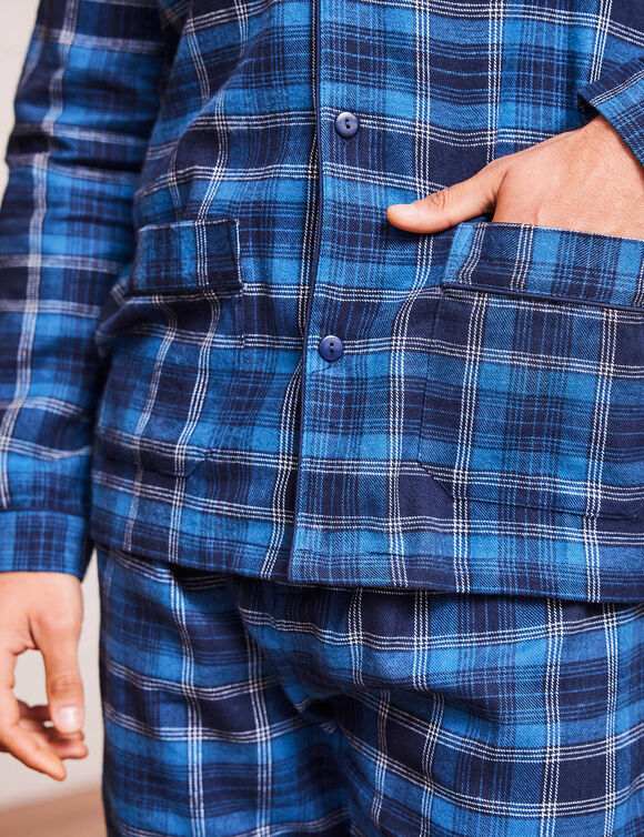Pyjama carreaux en flanelle (bleu)