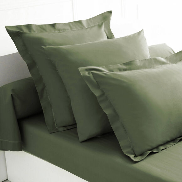 Drap-housse uni coton bonnet 32 cm (eucalyptus)