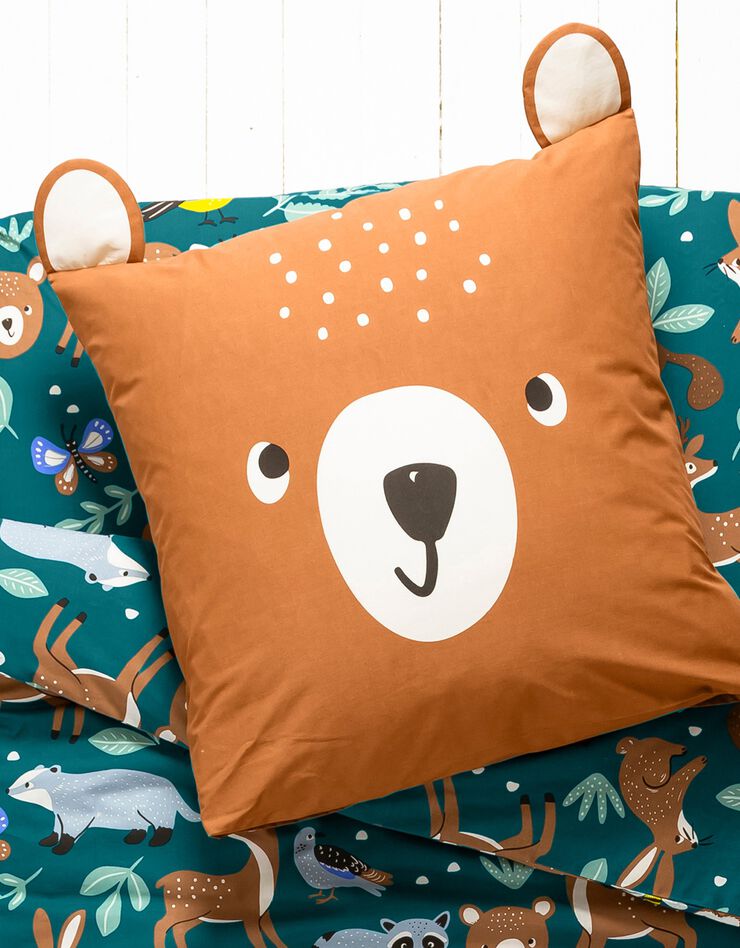 Linge de lit enfant à motifs Ourson en coton biologique, éco-responsable (vert)