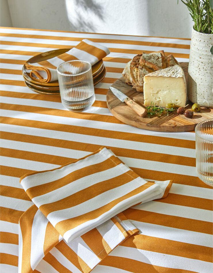 Gestreept tafellaken, collectie Ninole (geel / wit)