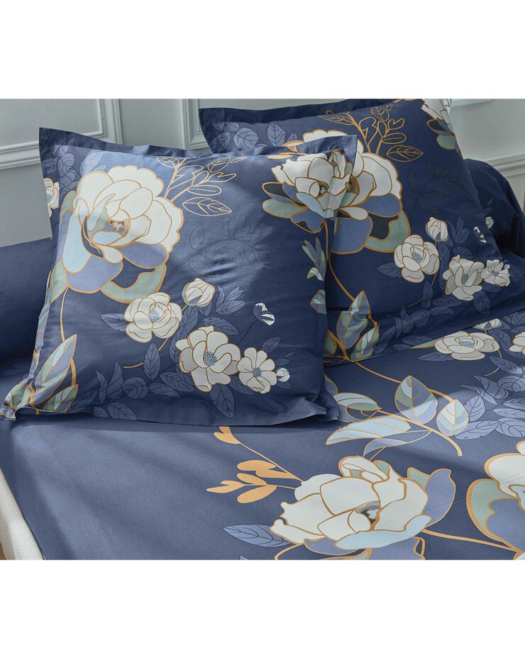 Bedlinnen Louise met bloemenprint - katoenbatist (blauw)