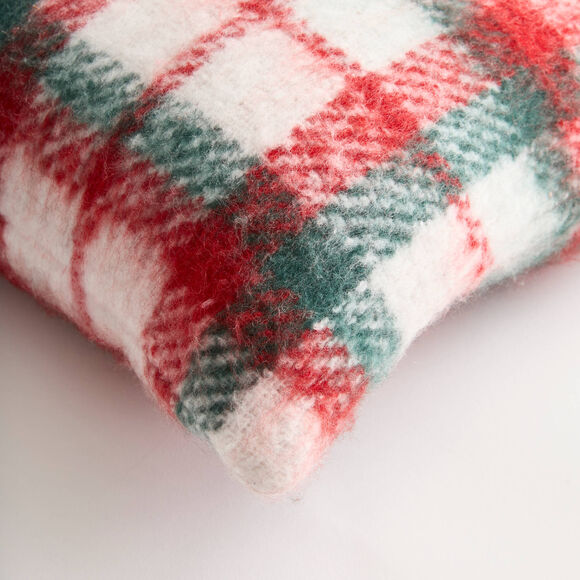 Coussin &eacute;cossais tiss&eacute;-teint (&eacute;cru / rouge / vert)