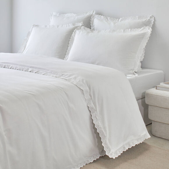 Wit bedlinnen met borduursel Colombine&reg; (wit)