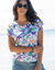 Bedrukt T-shirt met knoopdetail (wit / paars)