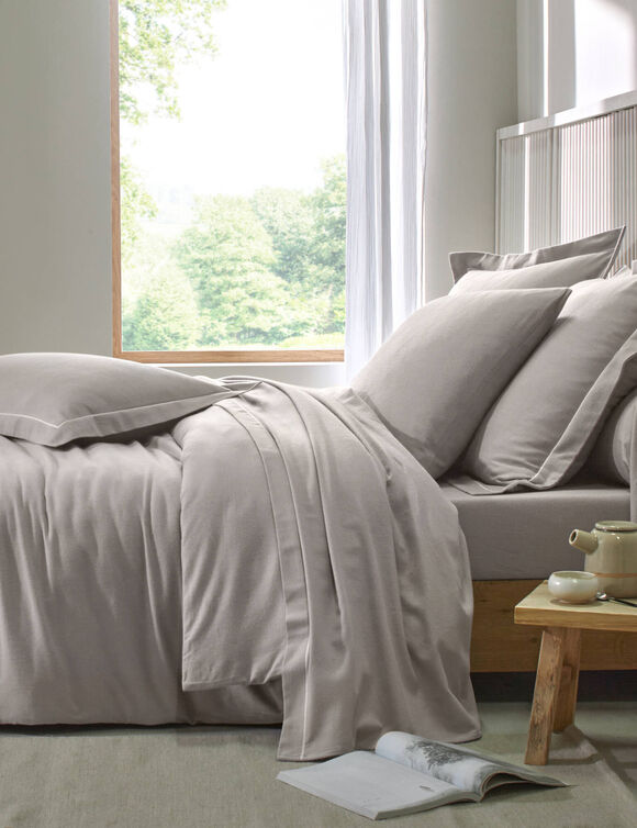 Drap-housse uni flanelle 130g/m&sup2; - bonnet 32 cm (taupe)