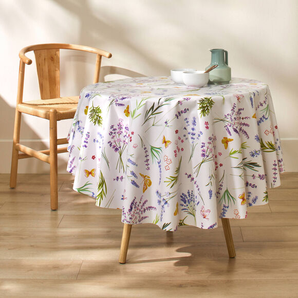 Nappe toile cirée imprimé bucolique (blanc / vert)