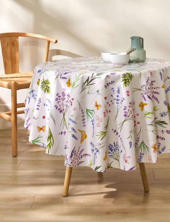 Nappe toile cirée imprimé bucolique (blanc / vert)