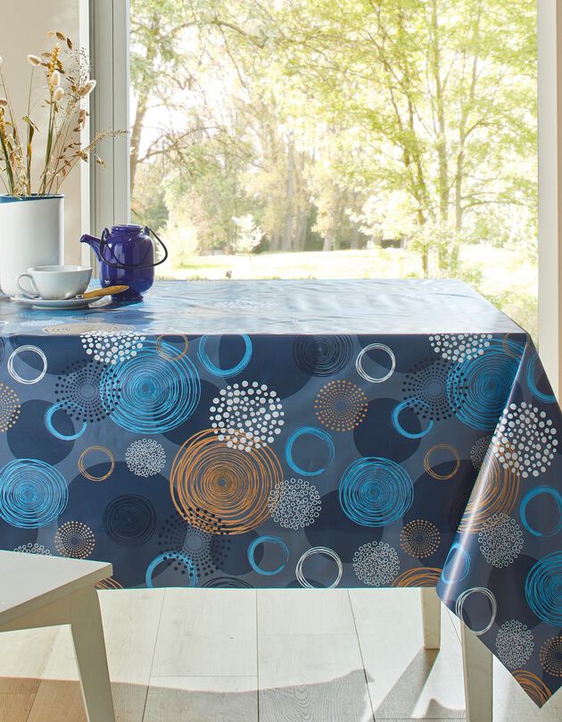 Tafelzeil met grafische cirkelprint (blauw)