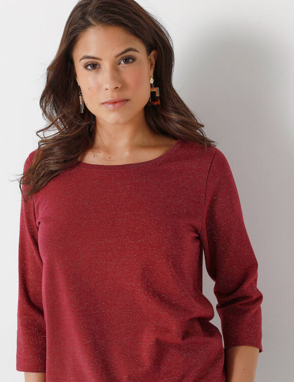 T-shirt maille brillante (bordeaux)
