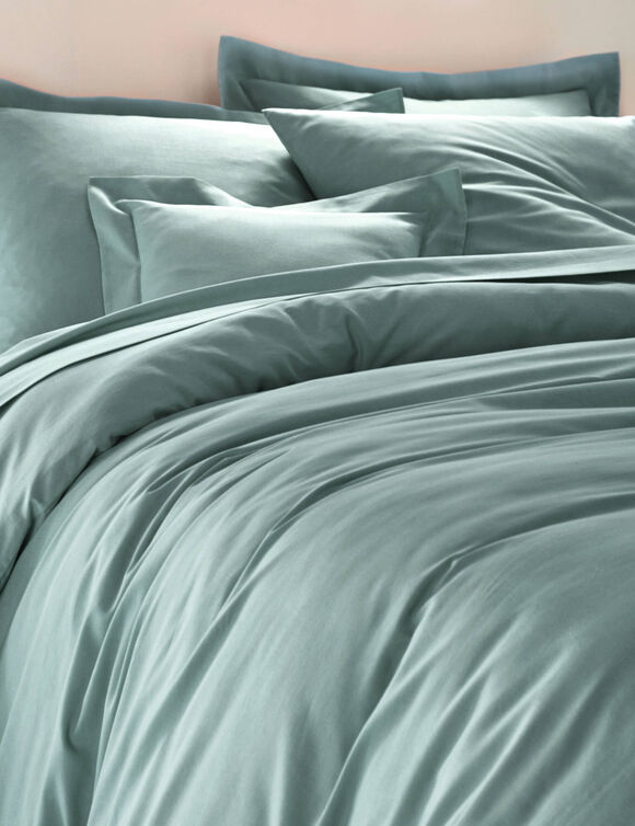 Effen bedlinnen in katoen (celadon)