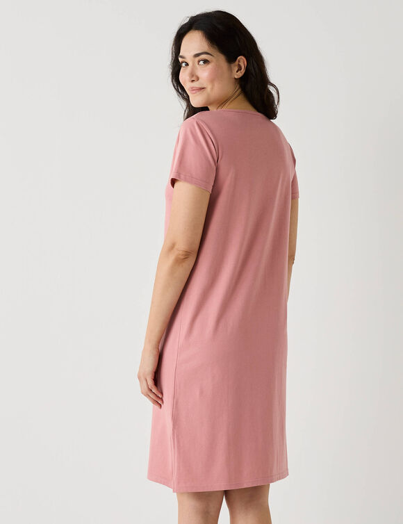 Chemise de nuit courte manches courtes  (rose)