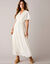 Robe longue en cr&eacute;pon et macram&eacute; (&eacute;cru)