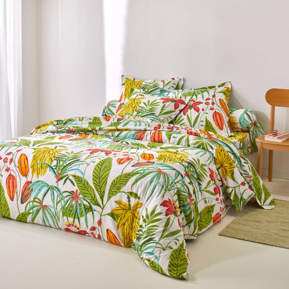 Bedlinnen Bali, in bedrukt katoen (groen)