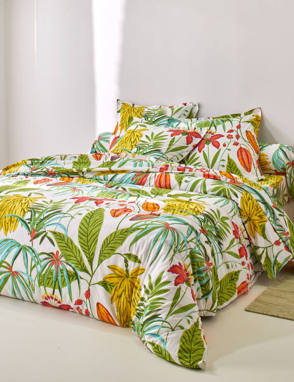 Linge de lit Bali en coton imprim&eacute; (vert)