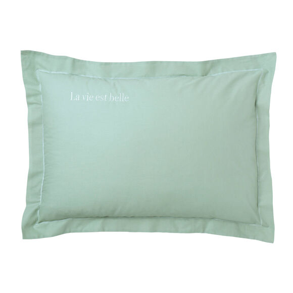 Katoenen kussensloop, personaliseerbaar (amandel groen)