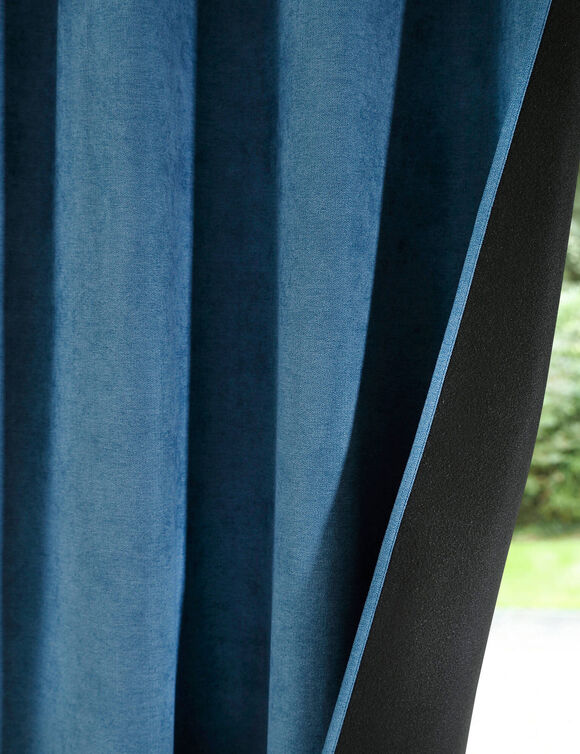 Rideau occultant et isolant finition oeillets (bleu paon)