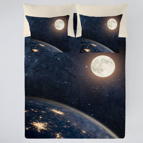 Linge de lit Univers coton (noir)