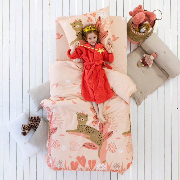Linge de lit enfant Reina imprimé 1 personne - coton (rose)