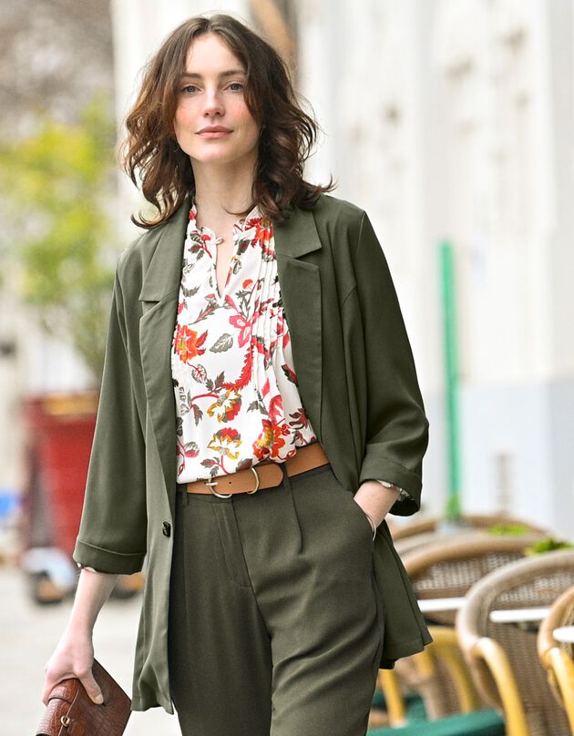 Soepele blazer met 3/4-mouwen (bronskleur)