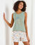 Pyjama short imprimé "Madère" (vert / beige)