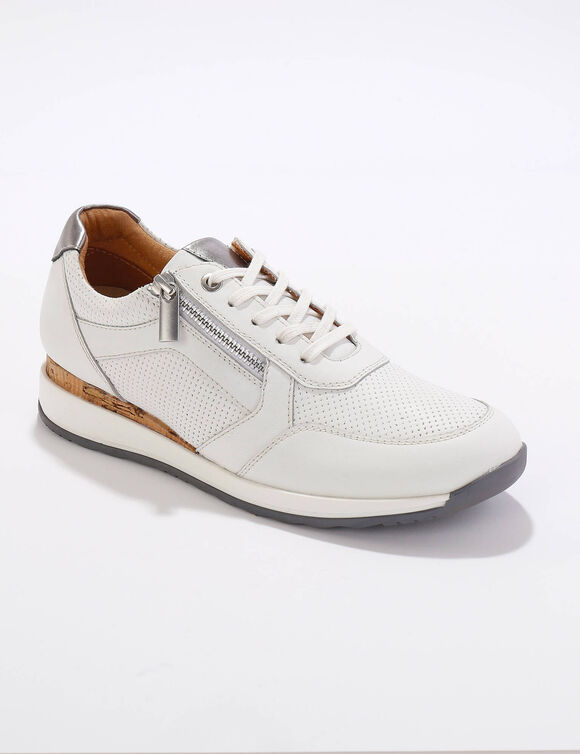 Sneakers met rits, in soepel leer met zool in 2 materialen (wit)