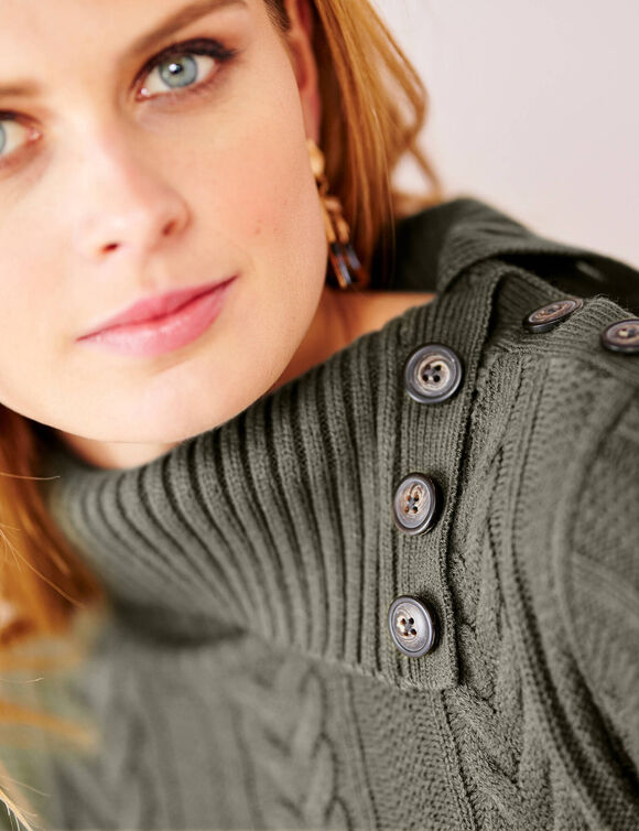 Robe pull maille torsadée (kaki)