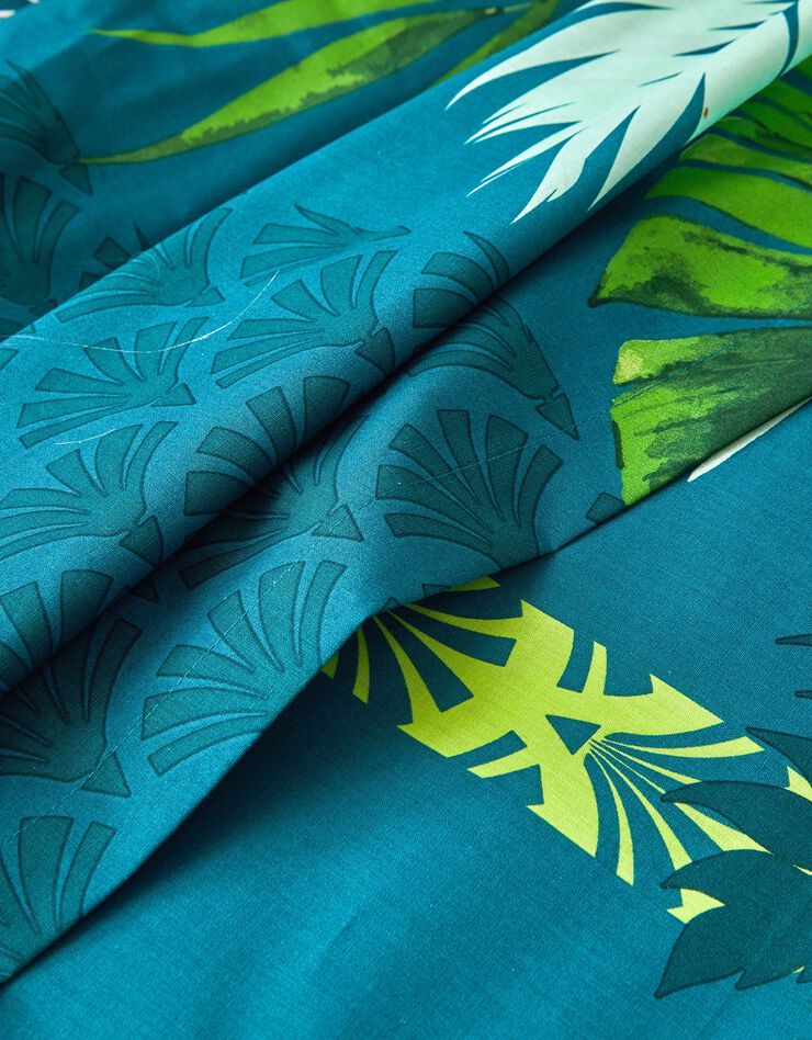 Linge de lit Cayenne en coton imprimé feuilles de palmiers (vert)