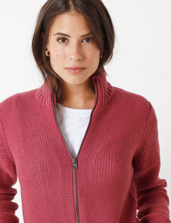 Gilet zippé 30% laine (violine)