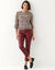 Trui met ronde hals en luipaardprint (beige / bordeaux)