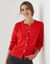 Vest met hartvormige knopen, van gebreid materiaal (rood)