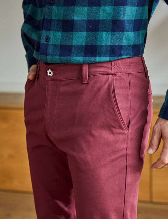 Chino met elastische zijkanten (bordeaux)