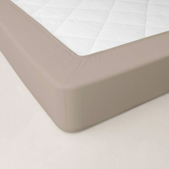 Drap-housse uni percale bonnets 40 cm (grège)