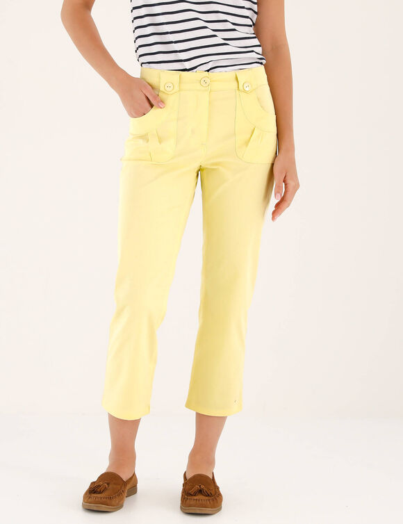 Pantacourt droit stretch (jaune p&acirc;le)