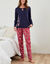 Pantalon pyjama imprim&eacute; floral (rouge / marine)