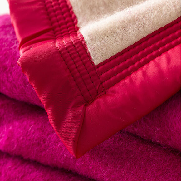 Couverture bicolore pure laine 600 g/m² (rose pivoine)