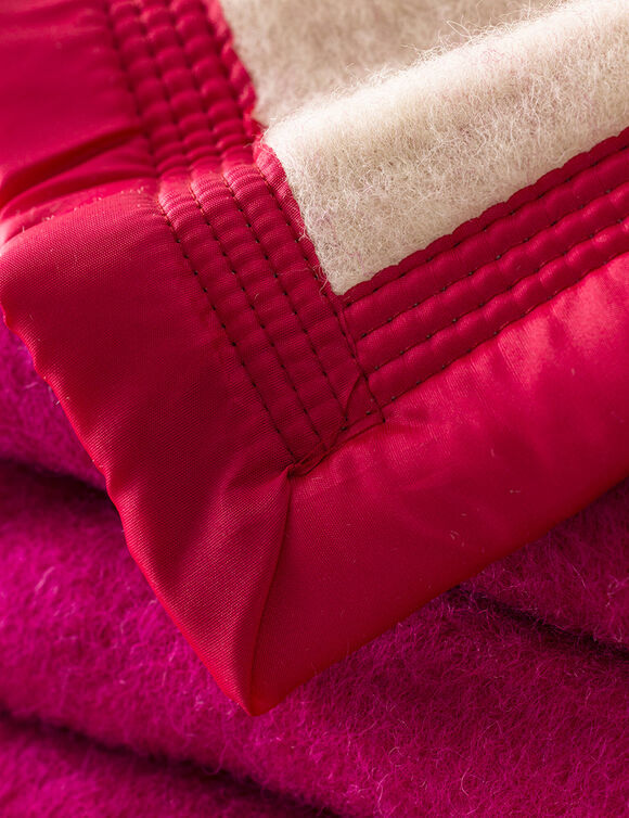 Couverture bicolore pure laine 600 g/m² (rose pivoine)