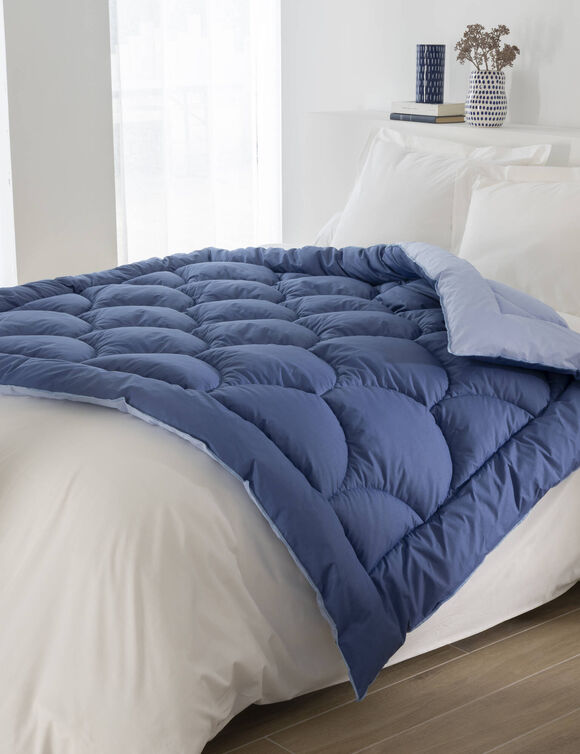 Tweekleurig donsdeken (indigo / blauw)