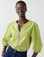 Blouse brod&eacute;e en coton unie, manches 3/4 (anis)