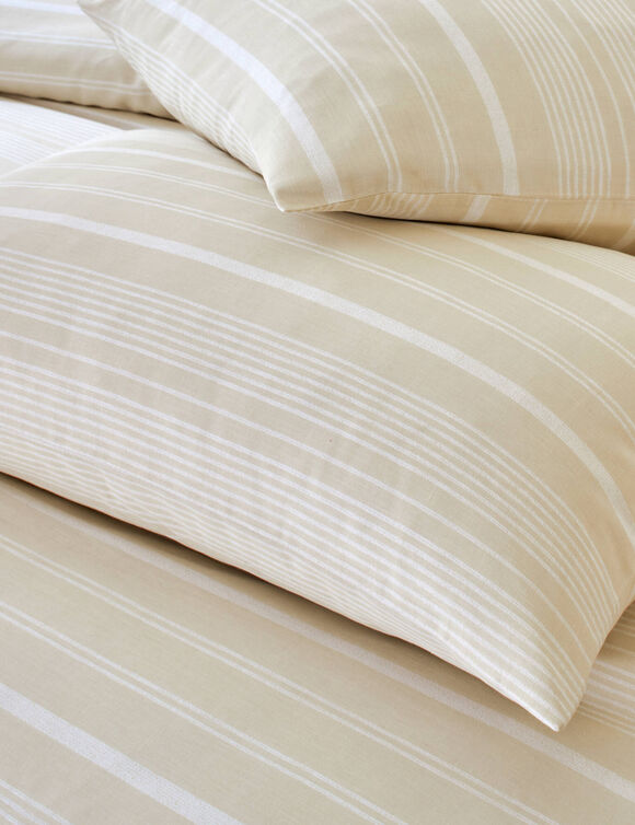 Linge de lit Sacha imprim&eacute; ray&eacute; - coton 52 fils/cm&sup2; (beige)