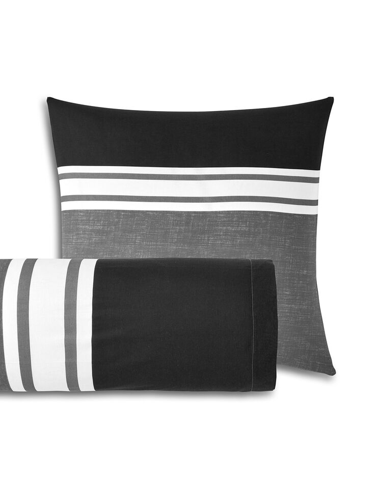 Linge de lit Nathalie coton (gris / noir)