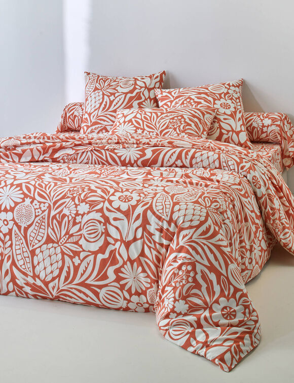 Bedlinnen Montego, in bedrukt katoen (pompoen)