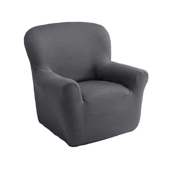 Housse extensible unie canap&eacute; fauteuil accoudoirs (gris)