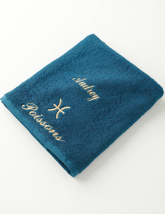 Handdoeken met geborduurd sterrenbeeld, naar keuze te personaliseren - 420 g/m&sup2; (vissen)
