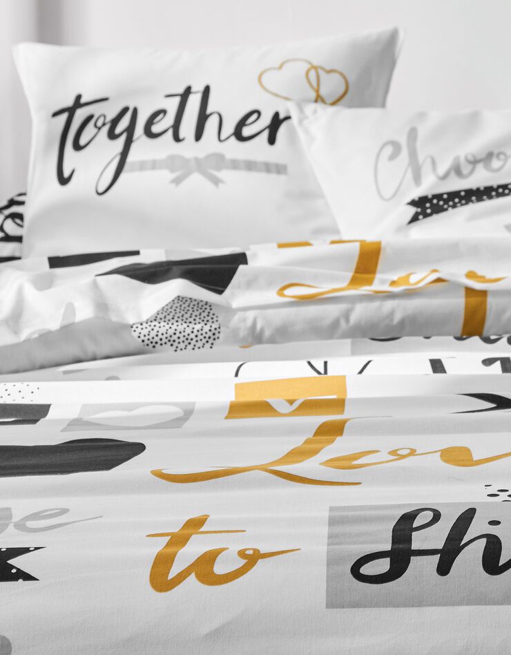 Linge de lit Love en coton imprimé coeurs, blanc Linge de lit Love en coton imprimé coeurs, blanc, hi-res image number 6