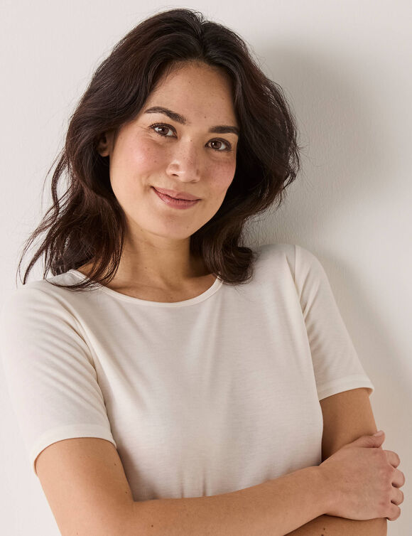 T-shirt thermique col rond - manches courtes (ivoire)