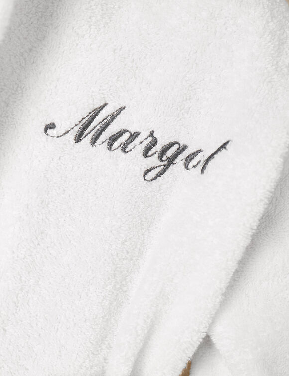 Vermommingsbadjas voor kinderen, konijnmotief en kap, personaliseerbaar (wit)